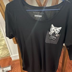 Fifth Sun Black Cat Graphic Women's Top
